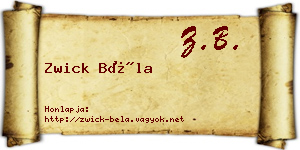 Zwick Béla névjegykártya